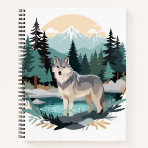 Wolf Wildlife Animal Nature Outdoors Watercolor  Notebook