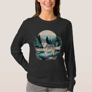 Wolf Wildlife Animal Nature Outdoors Watercolor T-Shirt