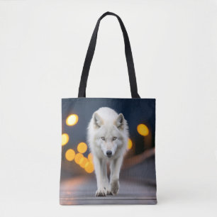 Wolf Wildlife Animal On Street Outdoors  Tote Bag