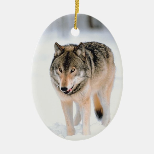 Wolf Wildlife Christmas Holiday Tree Decorations (Front)