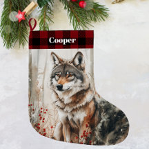 Wolf Wildlife Christmas Stocking - Personalised 