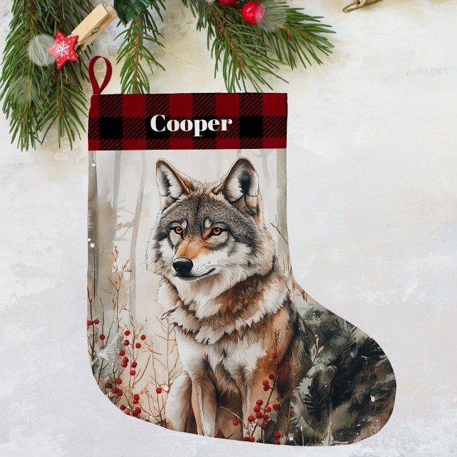Wolf Wildlife Christmas Stocking - Personalised  (Creator Uploaded)