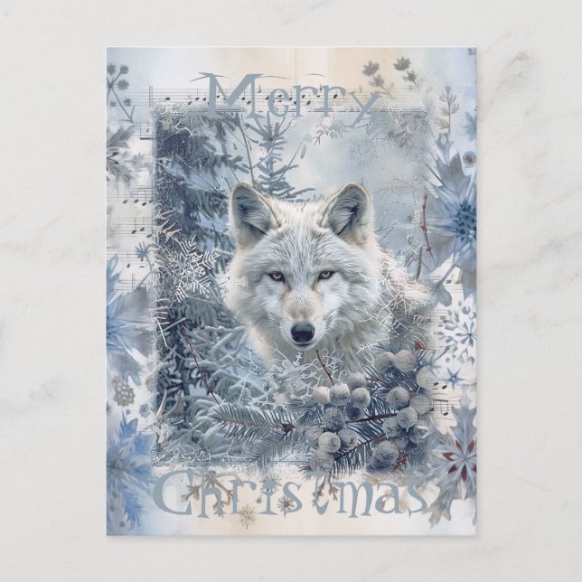 Wolf Winter Christmas Holiday Postcard (Front)
