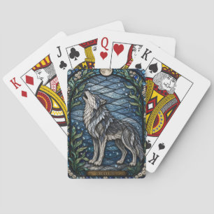 Wolf Winter Forest Illumina Stained Glass Playing Cards