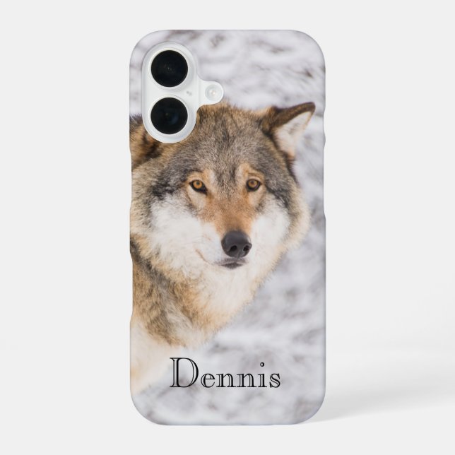 Wolf winter forest iPhone 16 case (Back)