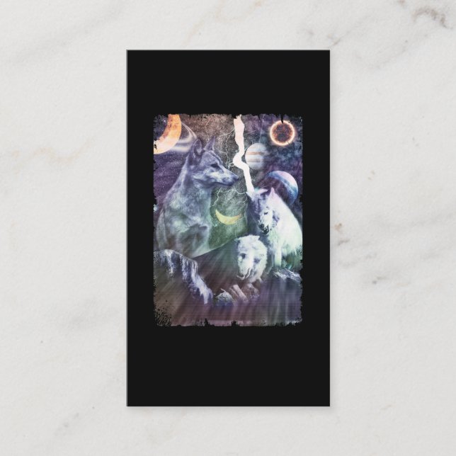 Wolf Winter Galaxy Planets Space Wolves Business Card (Front)