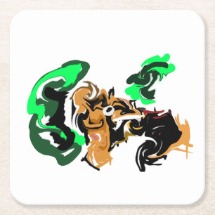 Wolf winter joy square paper coaster