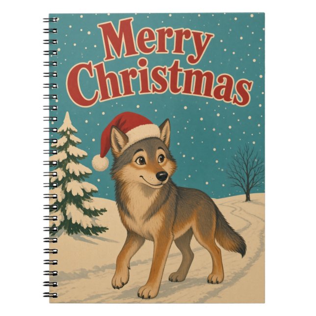Wolf Winter Path Animal Christmas Notebook (Front)