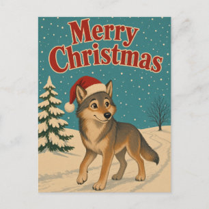 Wolf Winter Path Animal Christmas Postcard