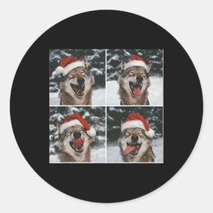 Wolf Winter Photography Wolf Conservation Christma Classic Round Sticker