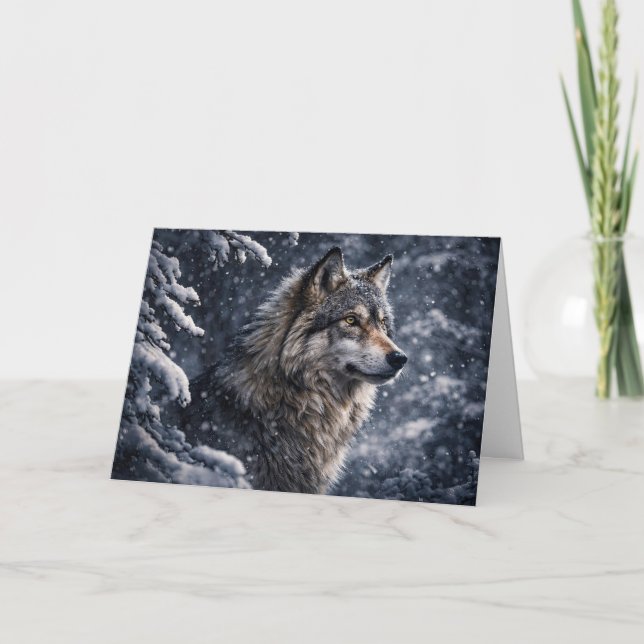 Wolf Winter Solstice Yule Beautiful Card (Front)