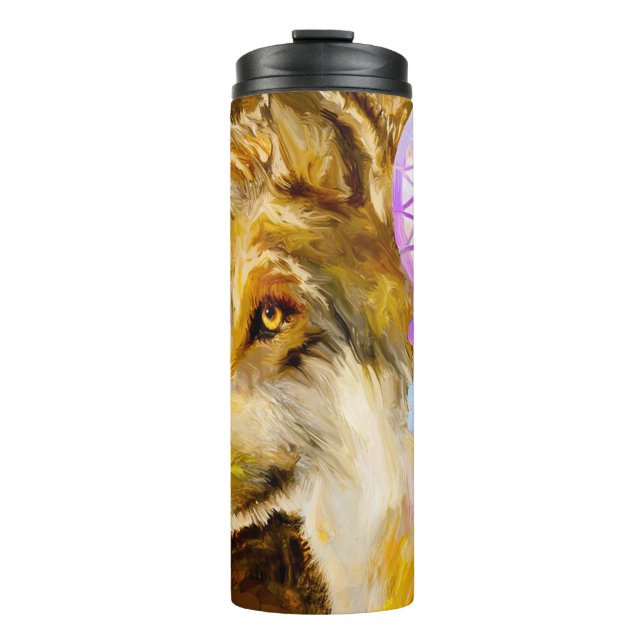 Wolf with Dreamcatcher Thermal Tumbler (Front)