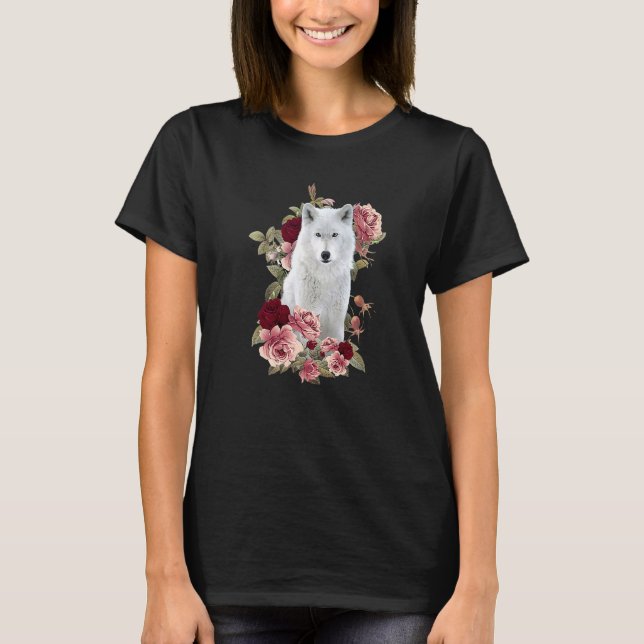 Wolf With Flower One Thankful Teacher Nurse T-Shirt (Front)