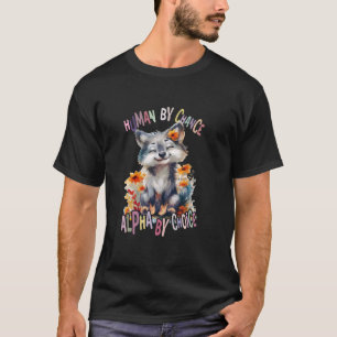 wolf with flowers cute wolves animal moon alpha by T-Shirt