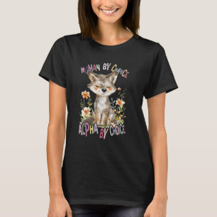 wolf with flowers cute wolves animal moon alpha by T-Shirt