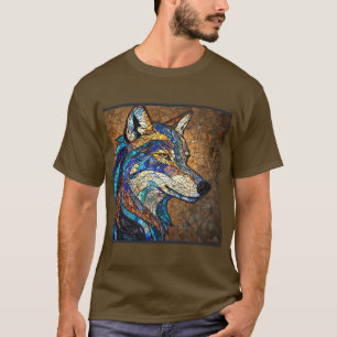 Wolf with Vibrant Colourful Glass Pieces T-Shirt