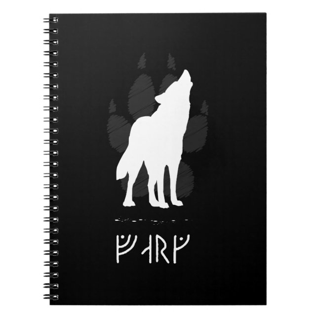 Wolf with viking runes spiral notebook (Front)