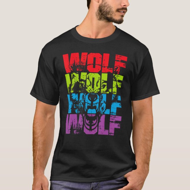 Wolf  Wolf  Retro Style Vintage T-Shirt (Front)
