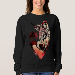 Wolf Wolf Silhouette Landscape Adventure Wild Anim Sweatshirt