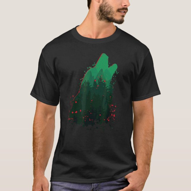 Wolf Wolf Silhouette Wolves Head Predator Wild Ani T-Shirt (Front)
