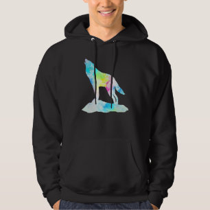 Wolf  Wolf    Wildlife  Nature  Colorful Wolf Silh Hoodie