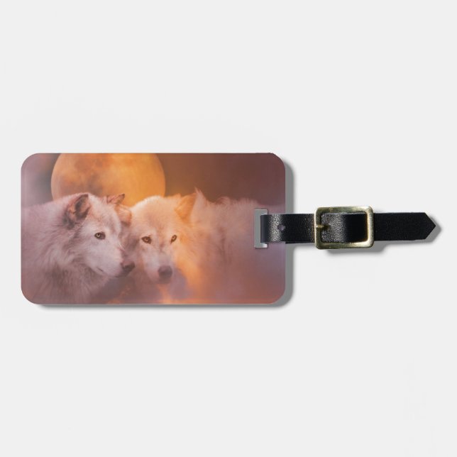 Wolf Wolves Artwork Luggage Tag (Front Horizontal)