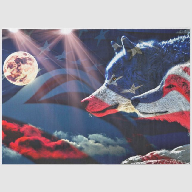 Wolf Wolves Full Moon Tissue Paper (Front)