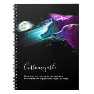Wolf, Wolves Moon, Moonlight. Spirit Animal Spiral Notebook