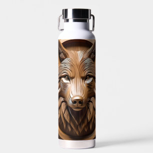 Wolf Wood Carving, Water Bottle