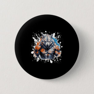 Wolf Workout Gym Fighter Bodybuilder 6 Cm Round Badge