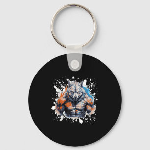 Wolf Workout Gym Fighter Bodybuilder  Key Ring