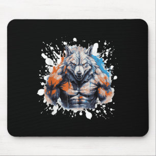 Wolf Workout Gym Fighter Bodybuilder Mouse Pad