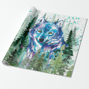Wolf Wrapping Paper Colourful Watercolor Wolf