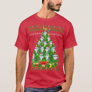 Wolf Xmas Lighting Tree Santa Wolf Ugly Christmas T-Shirt