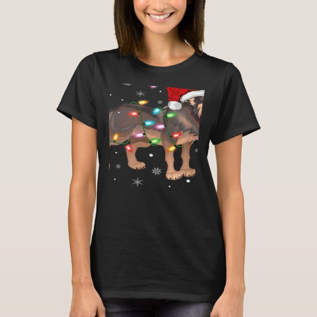 Wolf  Xmas Lights Wolf Christmas T-Shirt (Front)