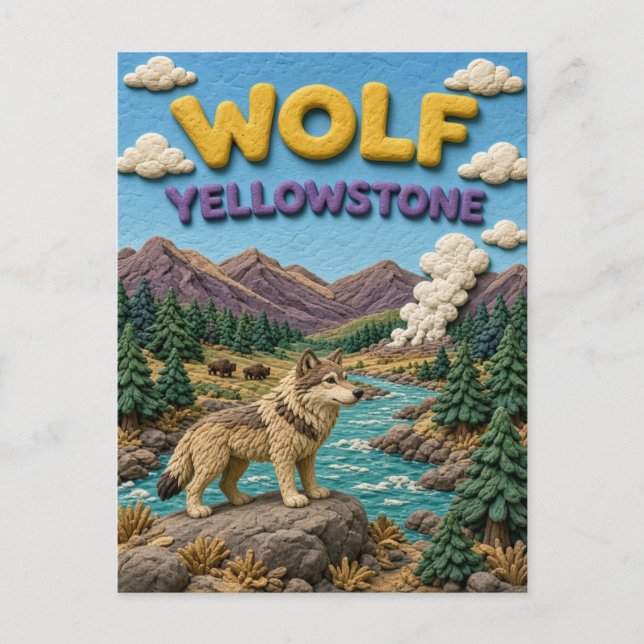 Wolf Yellowstone Valley Modern KlayKoo Postcard (Front)