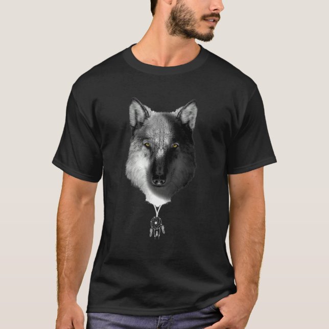 Wolf yin and yang with dream catcher T-Shirt (Front)