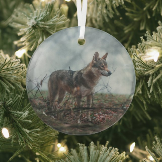 Wolfdog Glass Tree Decoration (Insitu)