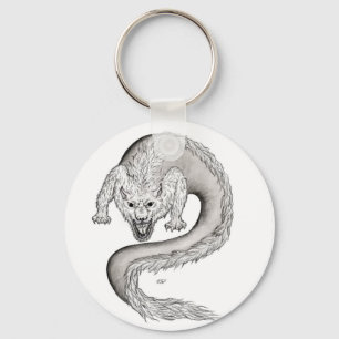 Wolfdragon black and white Design Key Ring