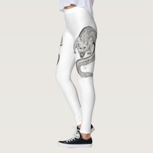Wolfdragon black and white design leggings