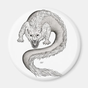 Wolfdragon black and white Design Magnet