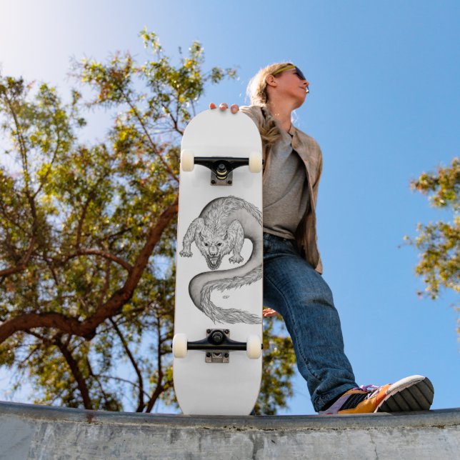 Wolfdragon black and white design skateboard (Outdoor 1)