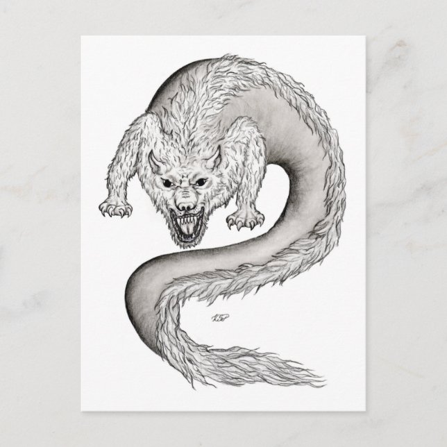 Wolfdragon , Wolf and Dragon, mix-Creature Postcard (Front)