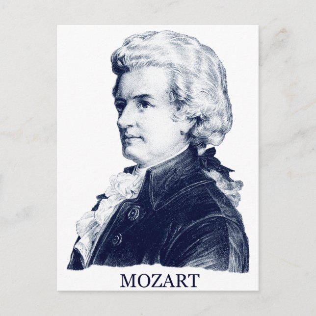Wolfgang Amadeus Mozart, blue Postcard (Front)