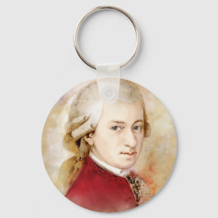 Wolfgang Amadeus Mozart im Aquarell Stil Key Ring