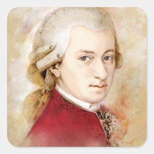 Wolfgang Amadeus Mozart in watercolor Square Sticker
