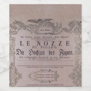 Wolfgang Amadeus Mozart Le nozze di Figaro shabby Wine Label