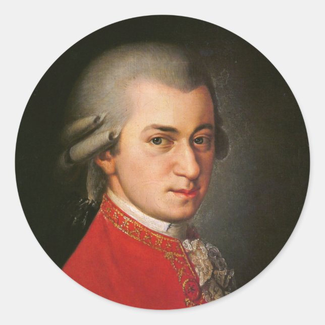 Wolfgang Amadeus Mozart Portrait Classic Round Sticker (Front)