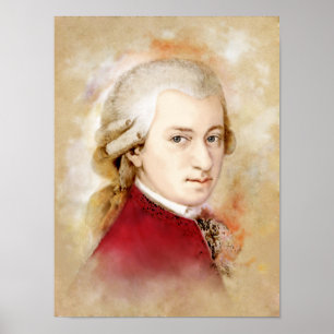 Wolfgang Amadeus Mozart portrait in the watercolor Poster
