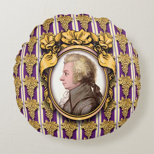 Wolfgang Amadeus Mozart Round Cushion (Front)